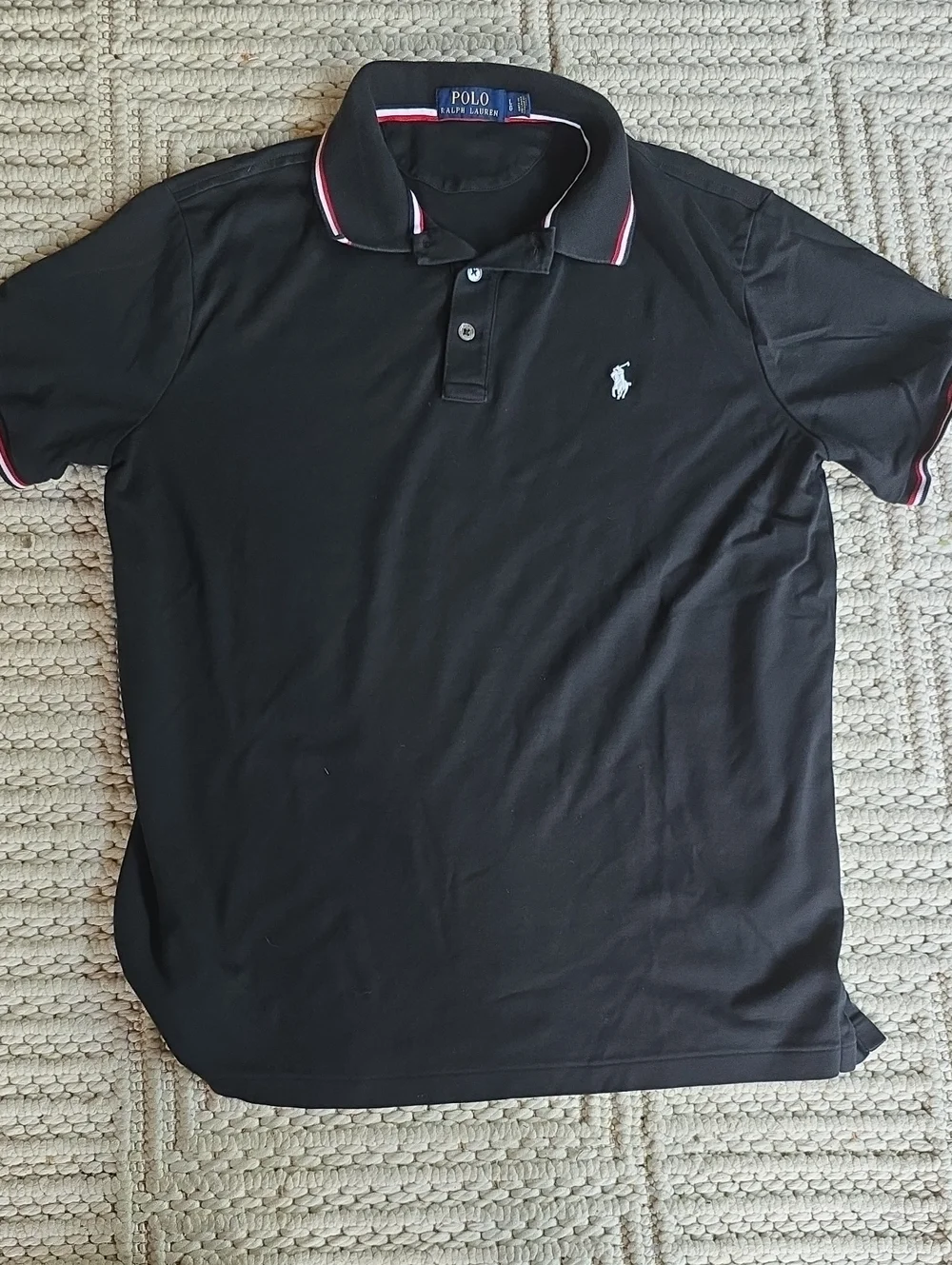 Ralph Lauren Black Polo with Red and White Trim